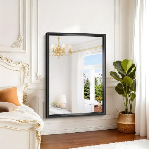 Black Rectangle Mirror, 48 x 36 Inch Large Bathroom Mirrors - Image 6