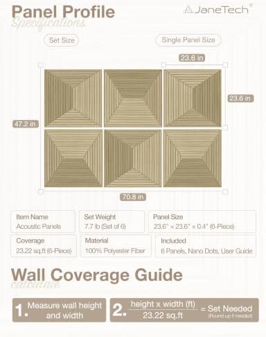 JaneTech 6 Pack Wood Acoustic Panels, Decorative Acoustic Wall Panels Sound - Image 3