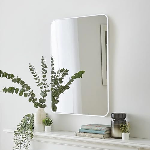 White Bathroom Wall Mirror, 20 x 30 Inch Rectangle Vanity Modern Mirror - Image 2