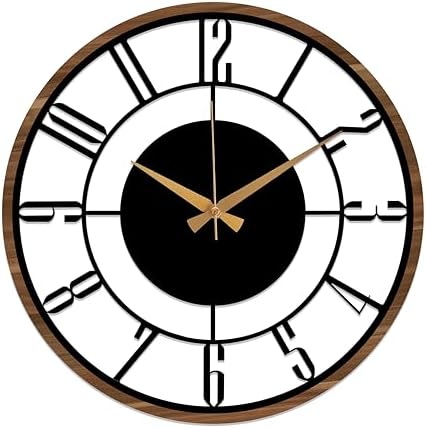 Metal Large Wall Clock, Silent Battery Operated Clocks by RMCLIFEDECOR