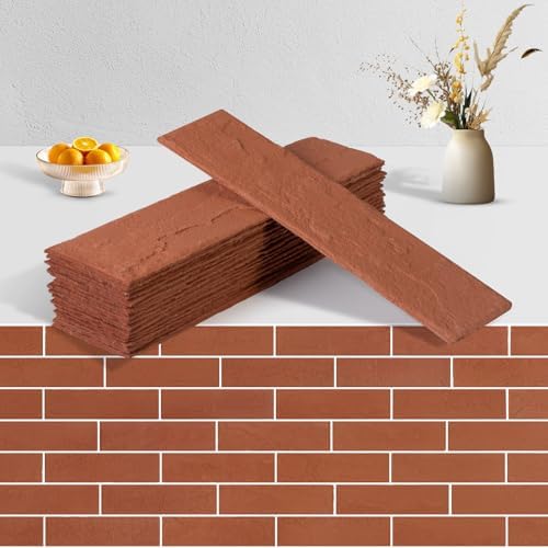 80 Pcs Faux Thin Brick Veneer Wall Tiles, Inorganic Modified Clay, Realistic by Unknown
