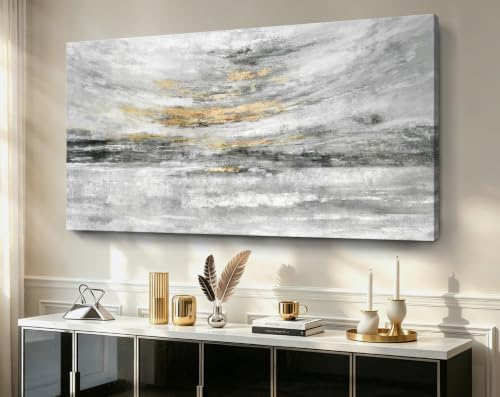 Nicetop 58x29" Large Black and White Abstract Coastal Wall Art - Image 7