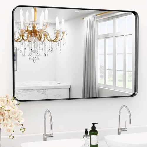 48" x 24" Black Bathroom Mirrors by YYXW