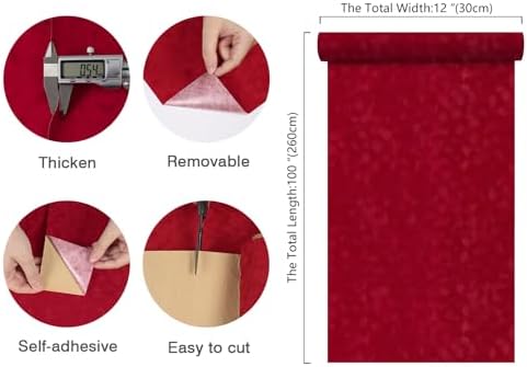 CHIHUT 12"x100" Self Adhesive Red Velvet Drawer Liner Sheets - Image 7