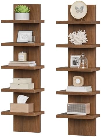 HOOBRO 5 Tier Wall Shelf Unit for Storage, 2 Pack Floating Shelves for Wall by HOOBRO