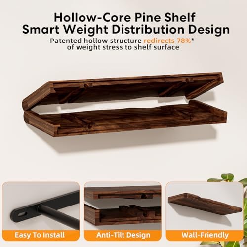 Organic Wavy Edge Floating Shelves, Hidden Brackets, 2 Pack 36 in - Image 4