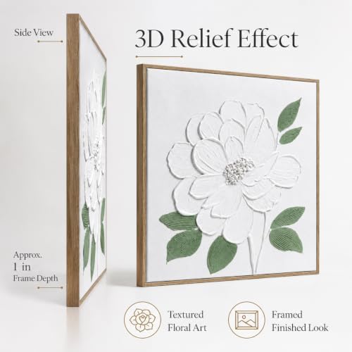 Artiluxy 3D Textured Floral Wall Art Set of 2, 16x16 Framed Botanical Decor - Image 4