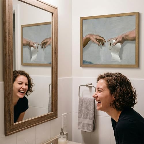 Funny Bathroom Wall Art, The Creation of Adam Toilet Paper Canvas Print - Image 7