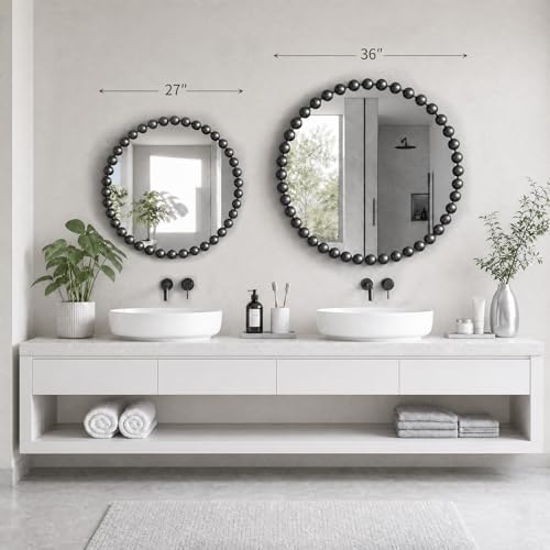 Madison Park 27 inch Black Round Mirror, Round Mirrors - Image 2