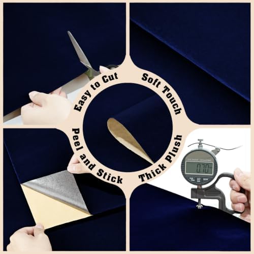 Dark Blue Velvet Wallpaper Peel and Stick Navy Blue Fabric - Image 7