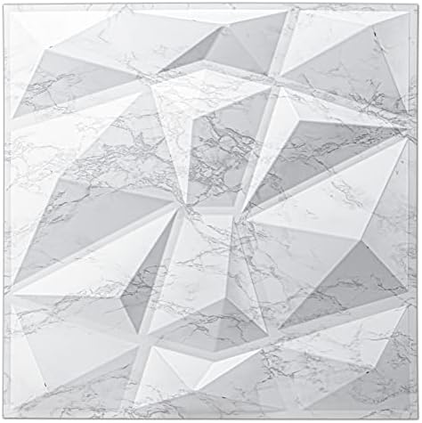 Art3d Textures 3D Wall Panels Glossy White Marble Diamond Design by Art3d