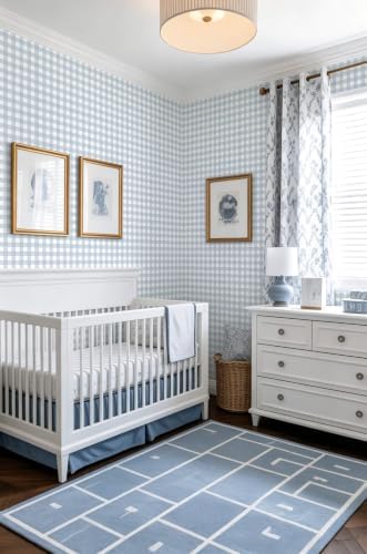 Heroad Light Blue Peel and Stick Wallpaper Gingham Checkered Contact Paper - Image 4