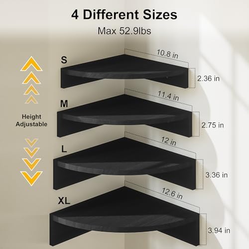 Alsonerbay Wood Corner Floating Shelves Wall Mount 4-Pack - Image 3