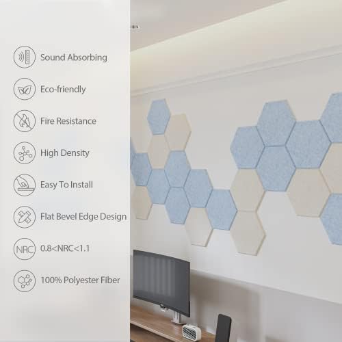 12 Pack Hexagon Acoustic Panels Self Adhesive Sound Proof Foam - Image 5
