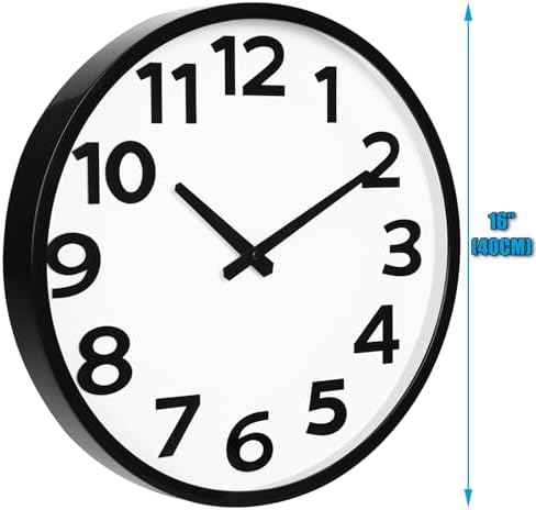 16 Inch Wall Clock Battery Operated Silent Analog Quartz Round Clock - Image 2