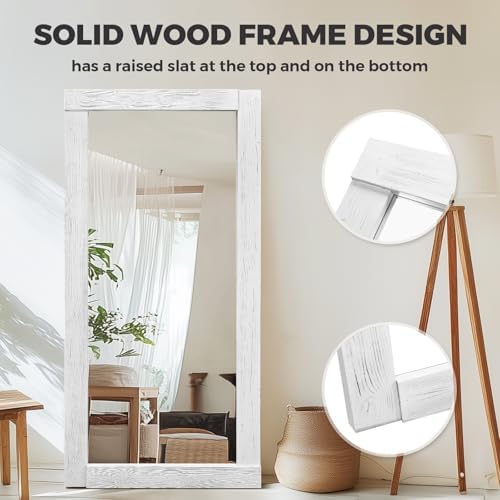 71x32in Full Length Mirror, Solid Wood Convex Frame - Image 4
