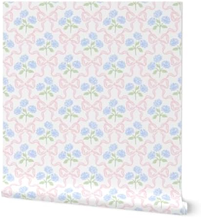 Spoonflower Preppy Bow Floral Peel and Stick Wallpaper by Spoonflower
