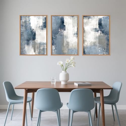 LHIUEM Large Abstract Brush Strokes Framed Canvas Wall Art Set, Modern Color - Image 3