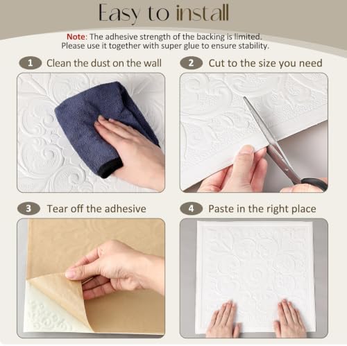 Nuanchu 40 Pcs 13.8 x 13.8 Inch Ceiling Tiles Peel and Stick - Image 3