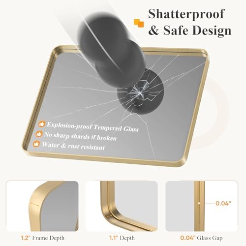 Sweetcrispy Bathroom Mirror 36x32 Inch, Vanity Mirror - Image 4