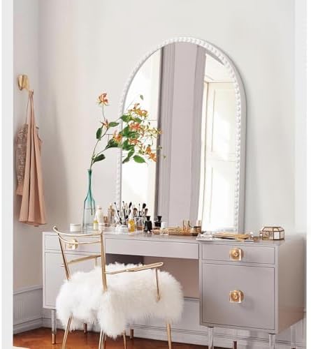 Arched Mirror for Wall, with Beaded Framed Metal Accent Wall Mirrors Decorative - Image 5