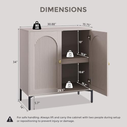 IFGET 34"Tall Modern Arch Sideboard Buffet Cabinet - Image 2