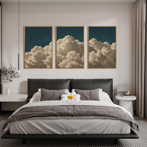 IARTTOP Extra Large Navy Blue Cloud Wall Art 24x36 Inch Framed Abstract Modern - Image 6