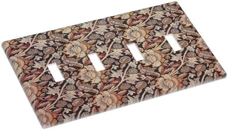 Light Switch Covers Vintage William Morris Floral Plants Quad Toggle 4 Gang - Image 3