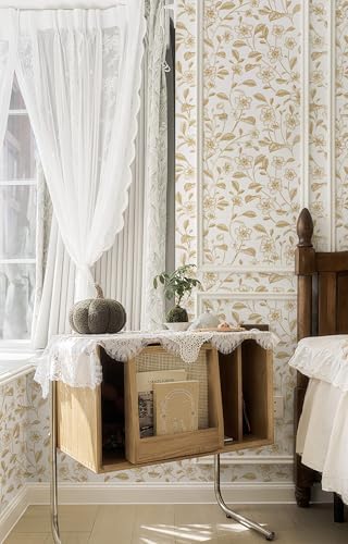 Heroad Floral Wallpaper Peel and Stick White and Gold Contact Paper Boho Peel - Image 2