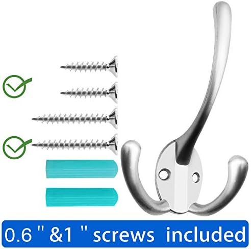 IBosins 6 Pack Matte Nickel Big Heavy Duty Three Prongs Coat Hooks - Image 2