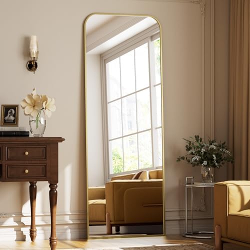 Full Length Mirror 64"x21" Arched Floor Standing Large Mirrors by Unknown