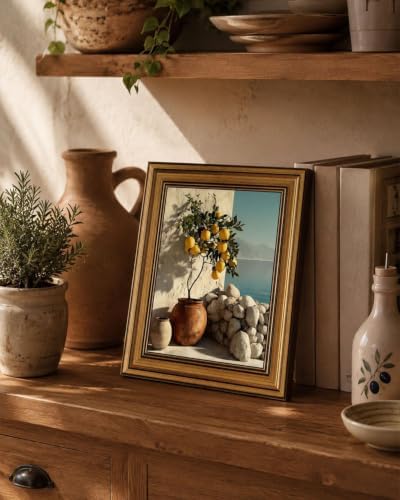 Gold Framed Wall Art, Vintage Mediterranean Lemon Tree Canvas Prints, Coastal - Image 4