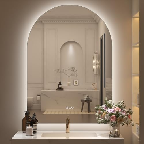 40x30 Inch Backlit Arched LED Bathroom Mirror by CHARMOR