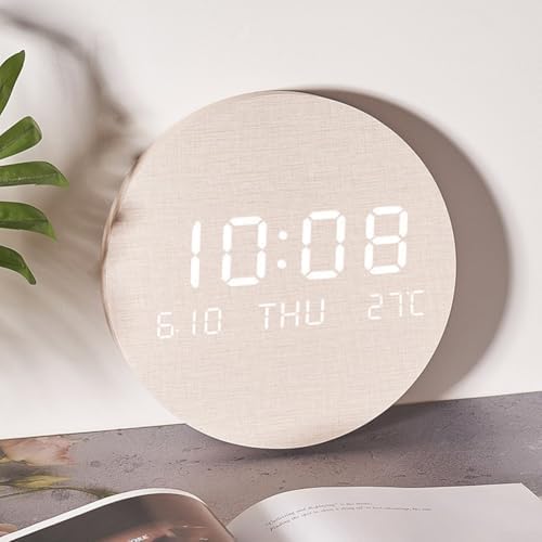 Wooden Silent Non-Ticking Wall Clock, Wood Moon Cordless Aesthetic Modern Alarm by Unknown