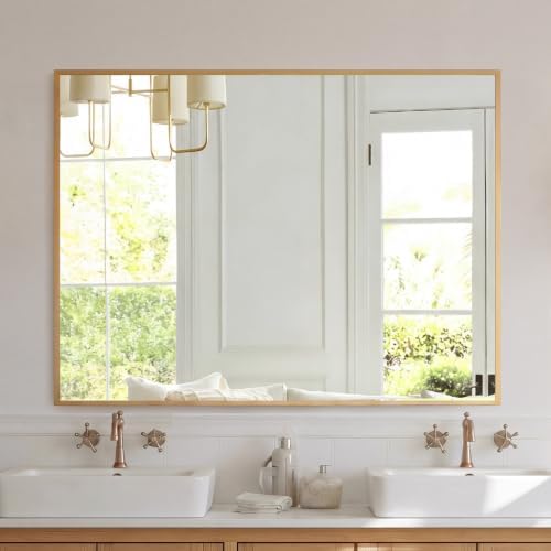 NEWBULIG 30" x 36" Gold Rectangle Bathroom Mirrors by NEWBULIG