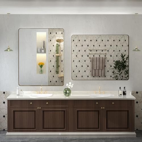 40x30 Inch Bronze Brushed Bathroom Mirror - Image 5