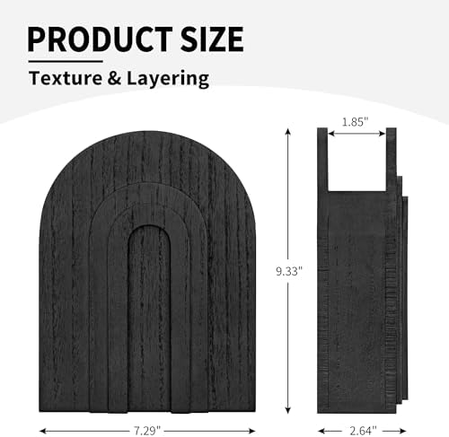 2 Pack Black Wooden Wall Vase for Pampas Grass and Dried Flowers - Image 4