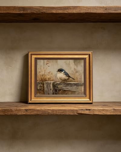 Gold Framed Wall Art, Rustic Nature Bird Canvas Prints, Neutral Farmhouse Bird - Image 7