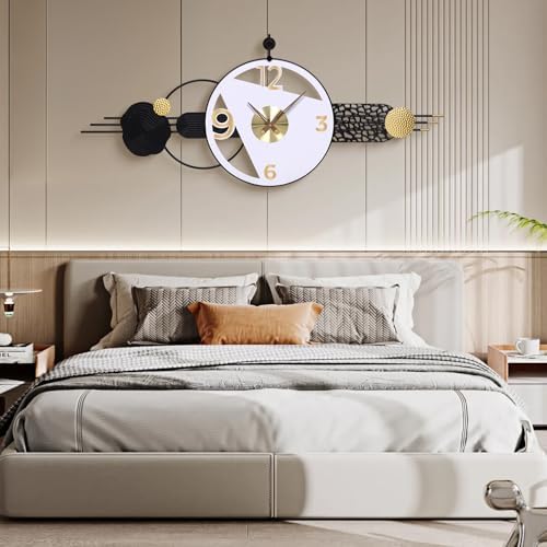 51x21 Inch Modern Abstract Silent Wall Clock Battery Powered - Image 5