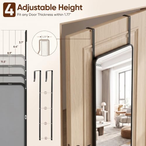 Suidia Full Length Mirror Over the Door&Wall Mounted, HD Shatterproof, Hanging - Image 7