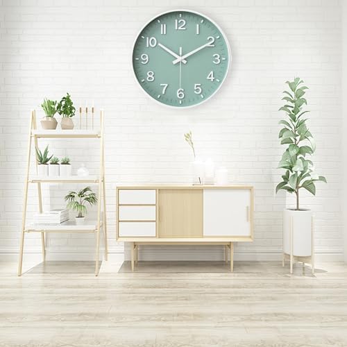 HZDHCLH 12 Inch Wall Clock Battery Operated Silent Non Ticking Green Modern - Image 5