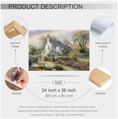 French Country Oil Painting Wall Art Farmhouse Cottage Garden Posters 24x36 - Image 2