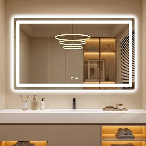 LED Bathroom Mirror with Lights, 30 x 50 Lighted Vanity Wall Mirror by AMOISE