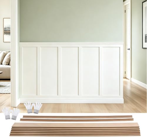 189 x 54 Inch MDF Premade Board and Batten Paintable Wainscoting Kit by YAZOHFEY