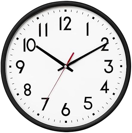 12 Inch Wall Clock Battery Operated Silent Non Ticking Quartz by Moiubik