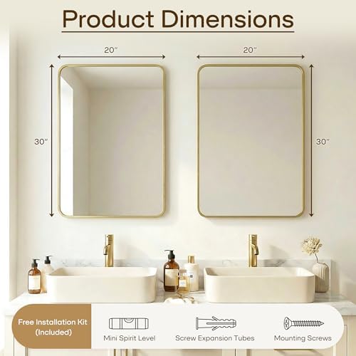2-Pack 20X30 Inch Bathroom Mirror, Rectangle Aluminum Frame Mirror Anti-Rust - Image 2