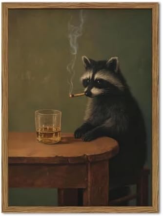 Whimsical Raccoon Wall Art Funny Raccoon Wall Decor Picture Dark Academia by BringCharactertoYourWalls