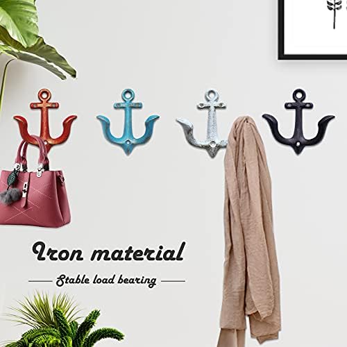 Notakia Vintage Rustic Cast Iron Nautical Anchor Design Wall Hooks Coat Hooks - Image 2