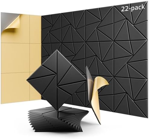22 Pack Self-Adhesive Acoustic Panels, Sound Proof Foam Panels by LEIYER