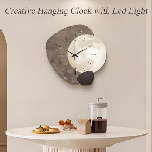 Creative Hanging Clock with Led Light, Irregular Creative Decorative Clock - Image 3